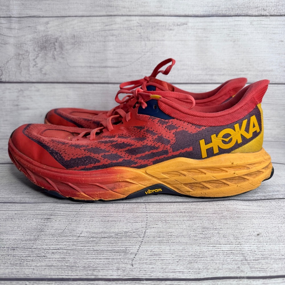 Hoka Speedgoat 5 Mens 12.5 D Trail Running Shoes Fiesta Radiant Yellow 1123157